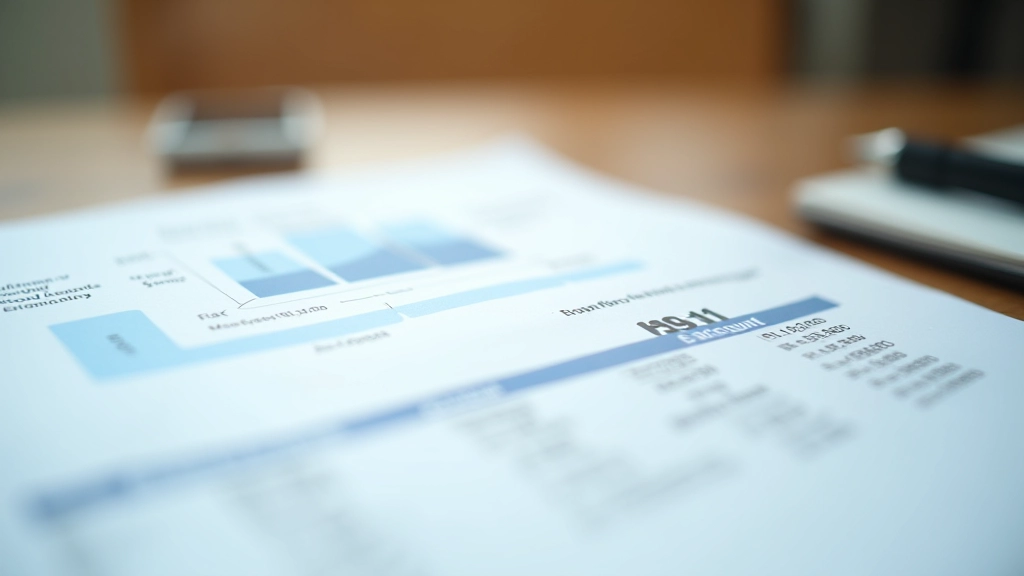 Close-up of financial documents with pension contribution breakdown showing Account 1 and Account 2 structure with clear numbers and arrows indicating fund flow
