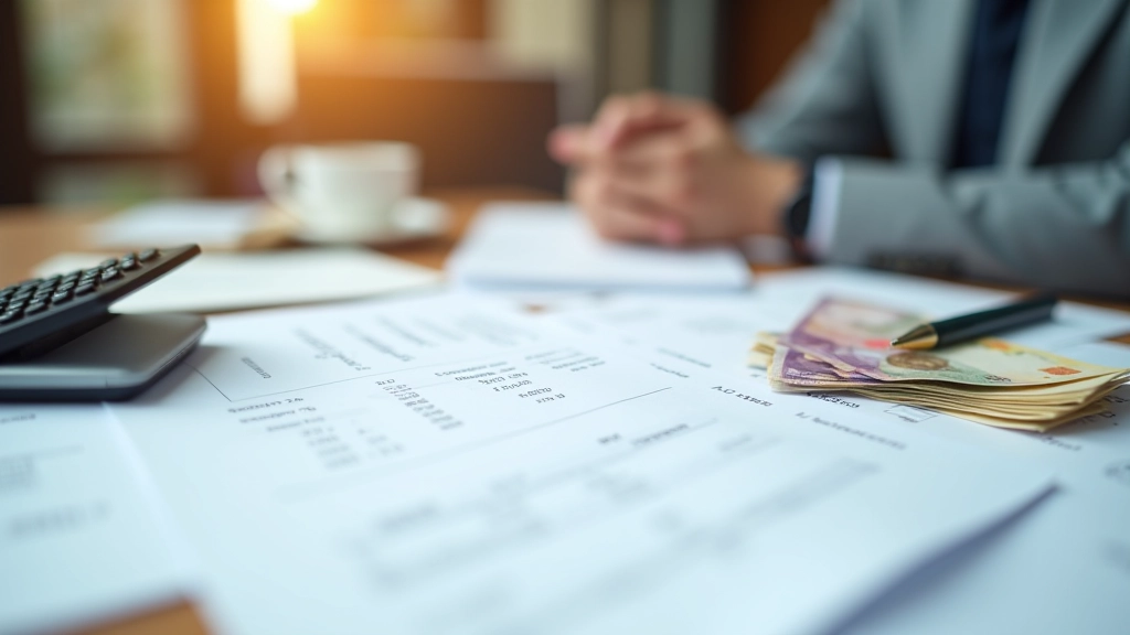 Malaysian retirement planning documents with EPF contribution breakdown showing Account 1 and Account 2 percentages