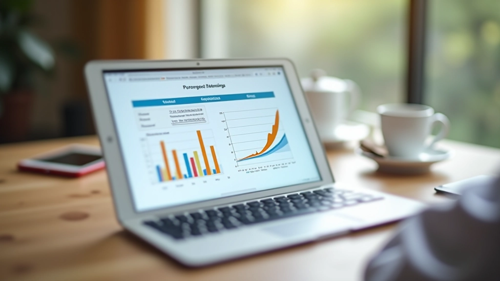 Tablet showing EPF calculator with retirement projections and financial spreadsheet data